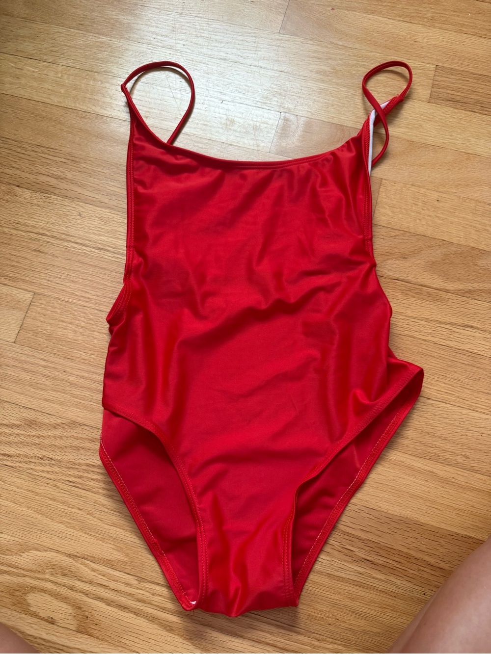 red one piece swimsuit